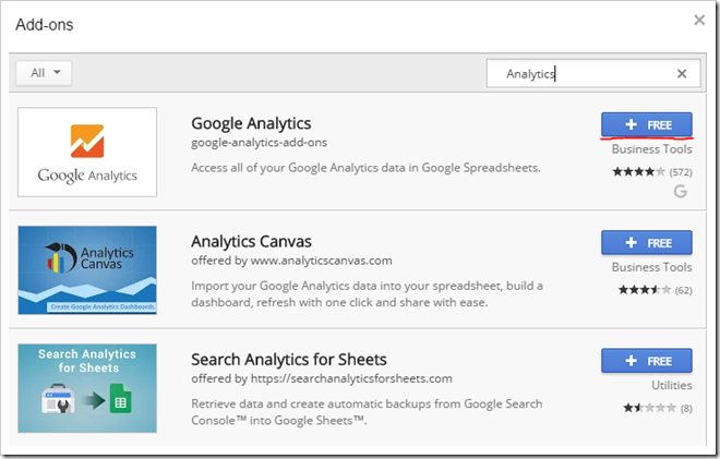 Add-ons > Get add-ons… and search for ‘analytics’